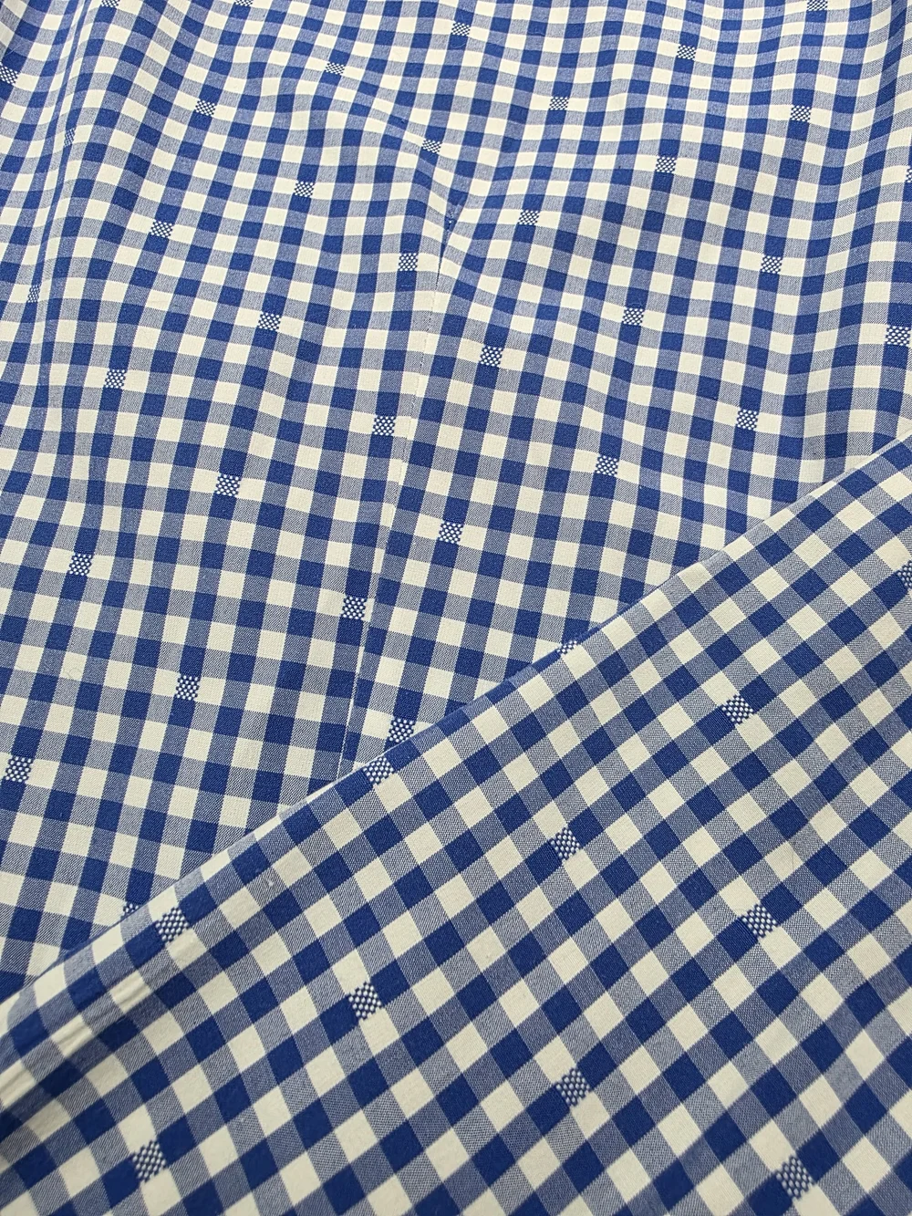 Banana Republic Grant Fit 120s Supima Cotton Dress Shirt Blue White Gingham Chec